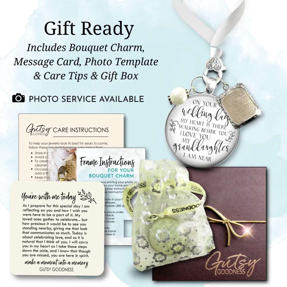 Bouquet Photo Charm For Bride | Wedding Gift Memory Of Grandparent Frame Pendant Keepsake From Mom, Grandma 1-Day Picture Service