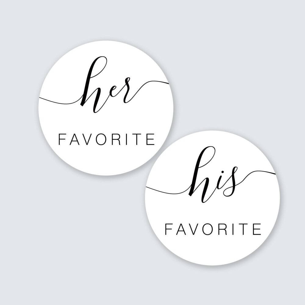 His & Hers Favorite Wedding Favor Stickers | Personalized Labels