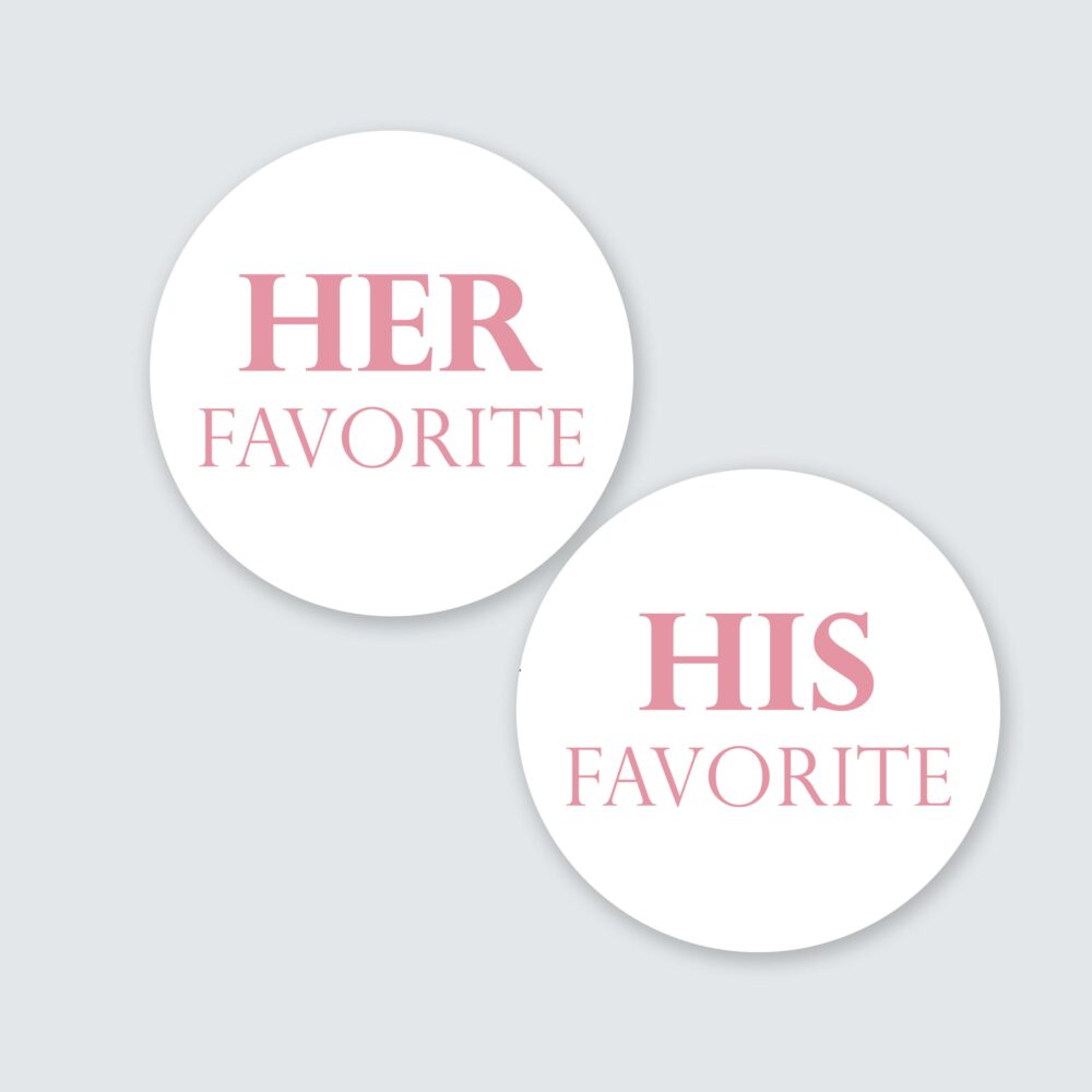His & Her Wedding Favor Stickers Personalized Labels