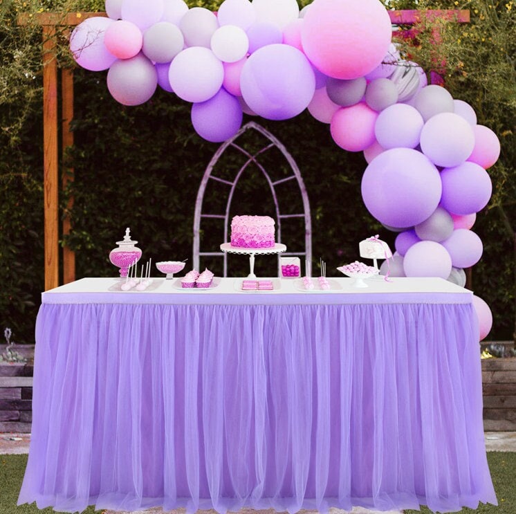 Tulle Table Skirt Ruffle Tablecloth For Baby Shower, Birthday