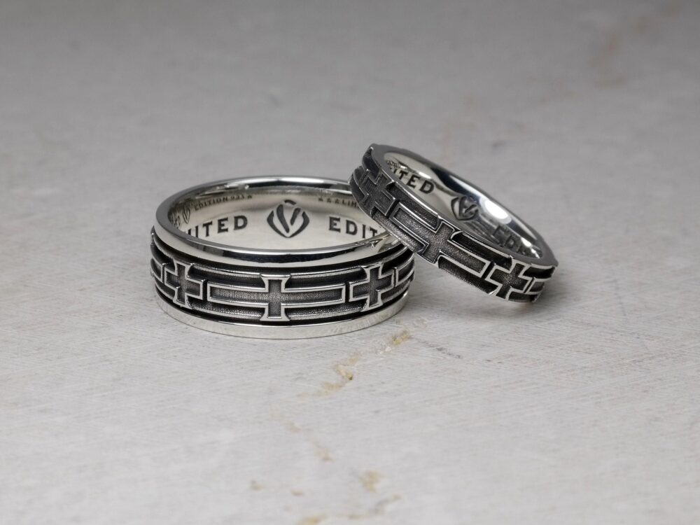 Cross Band Ring, Real Sterling Silver 925, Wedding & Anniversary Set, Personalized Gift For Him Her, Free Custom Engraving