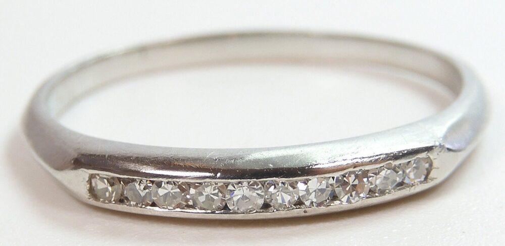 Antique Art Deco Vintage Diamond Unisex Wedding Band Platinum Ring Size 11.5 Uk-W1/2 Egl USA Conflict Free Diamonds Rhet-311