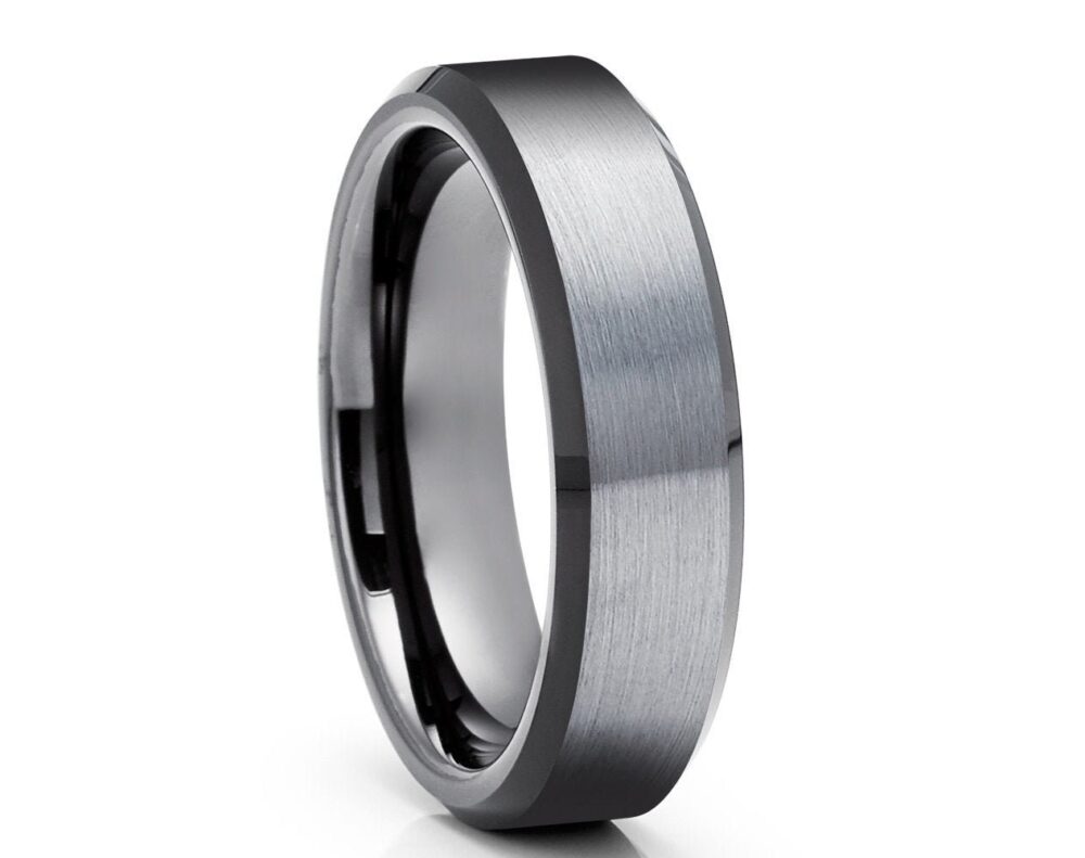 Black Tungsten Wedding Ring|Gray Band|Tungsten Carbide Ring|Anniversary Ring|Tungsten Ring|Engagement Ring|Black