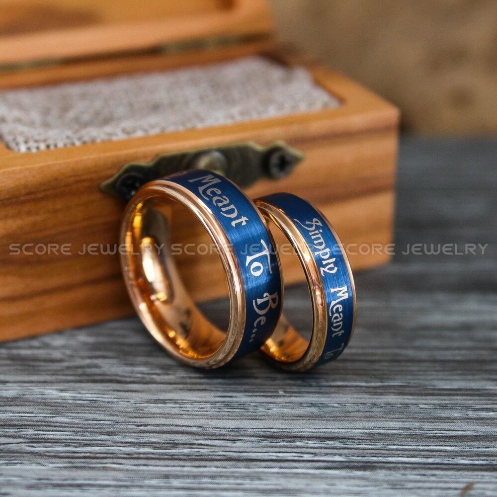 Rose Gold Wedding Bands, Rings, Simply Meant To Be Jack & Sally Tungsten Rings