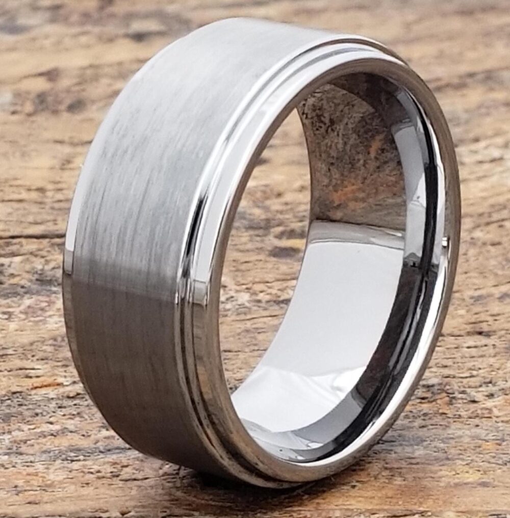 Brushed Tungsten Carbide Ring, 12mm Comfort Fit Wedding Band
