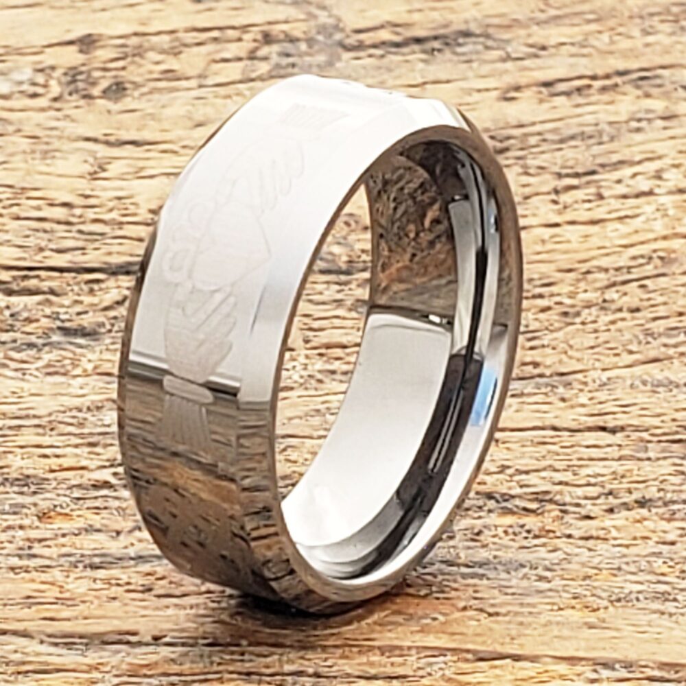 Tungsten Claddagh Ring, Celtic Knot Wedding Band, Friendship Ring