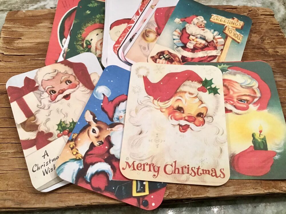 Vintage Inspired Retro Santa Planner Cards Tags