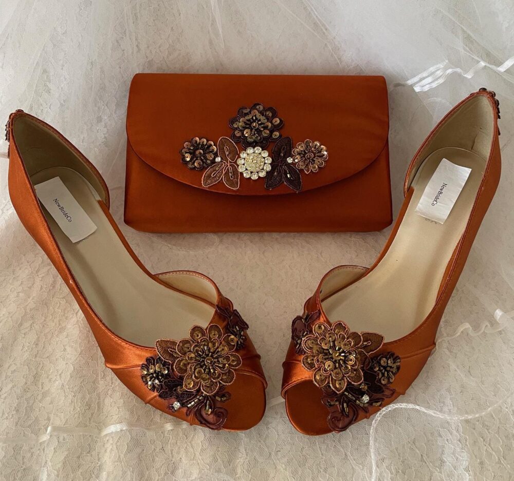 Copper Wedding Shoes, Mother Of The Bride Color Shoes, Low Mid High Heels Closed Ankle D'orsay For Brides Prom Pageant Xv