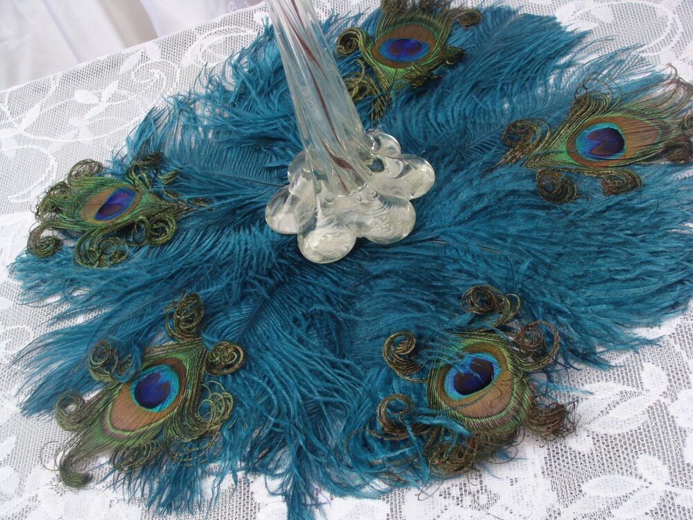 Ostrich & Peacock Wedding Reception Feather Mat Placemat Table Decoration Centerpiece in Your Choice Of Colors
