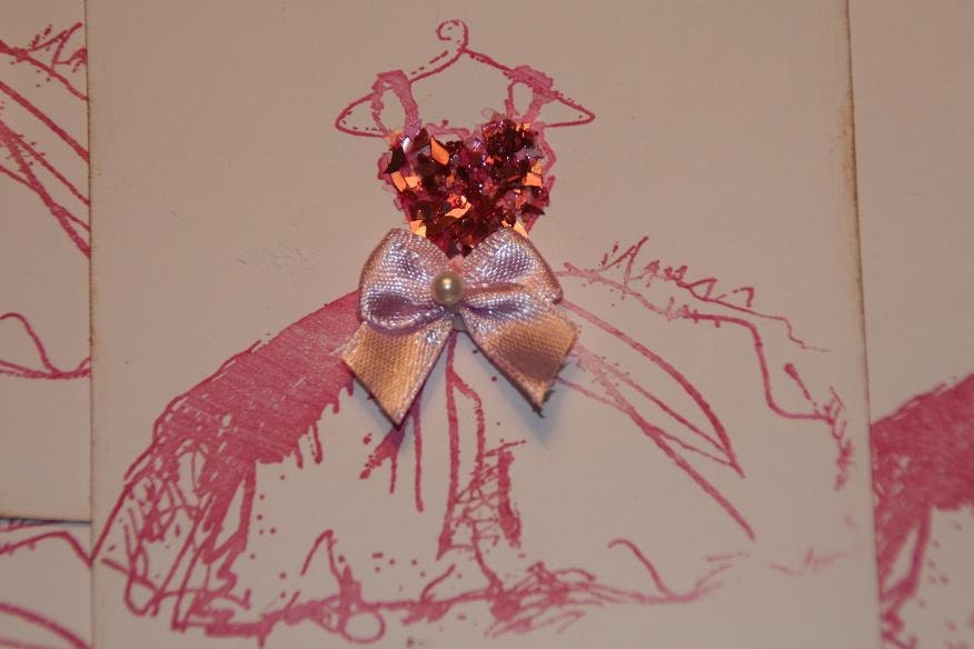 Pink Glittered Wedding Dress Bridesmaid Shower Gift Or Favor Tags