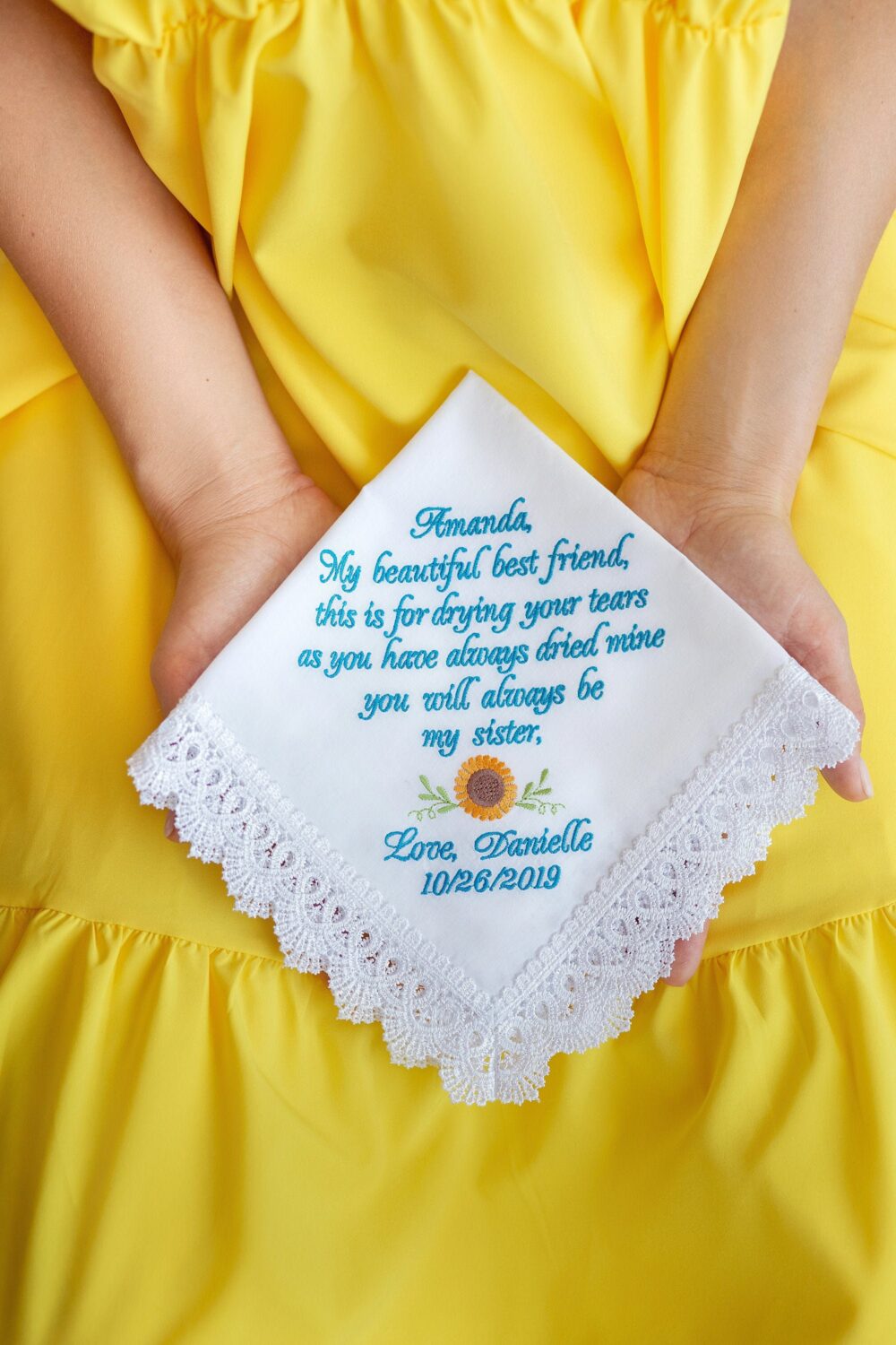 Sunflower Wedding Handkerchief Bridesmaid Hankerchief Favor Summer Gift From Maid Of Honor Hanky