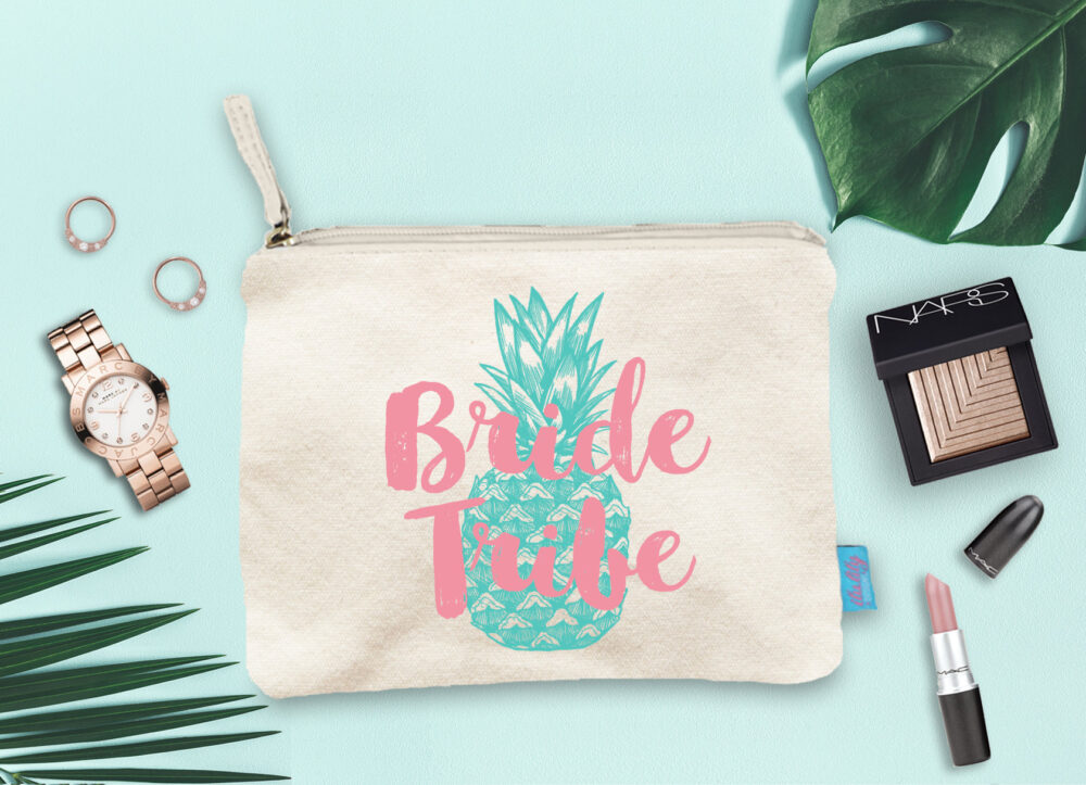 Bride Tribe Makeup Bag, Wedding Party Gift, Cotton Canvas Pouch