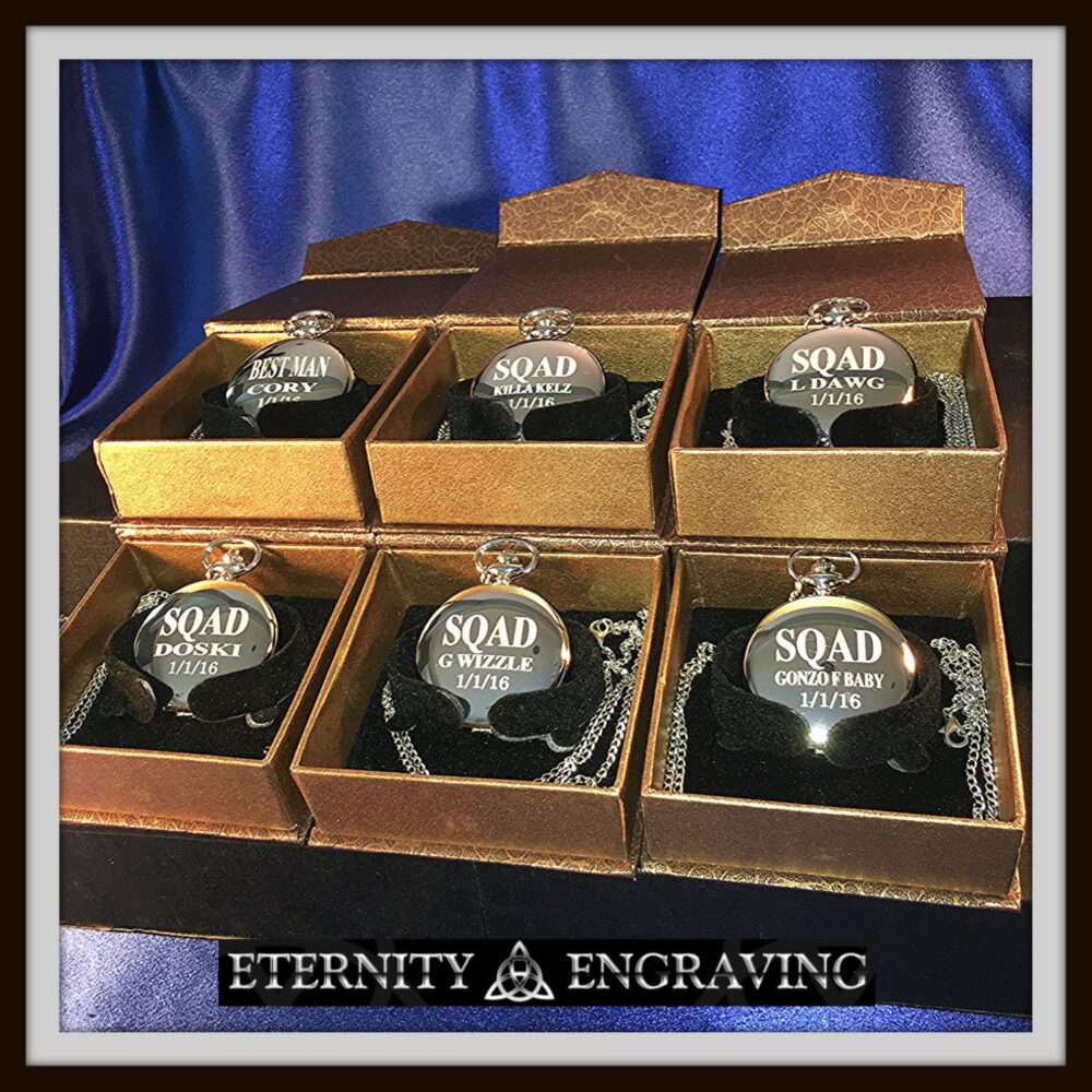 Groomsmen Gift - 6 Engraved Pocket Watches Vintage Personalized Watch in Box Custom Wedding Gifts For Him