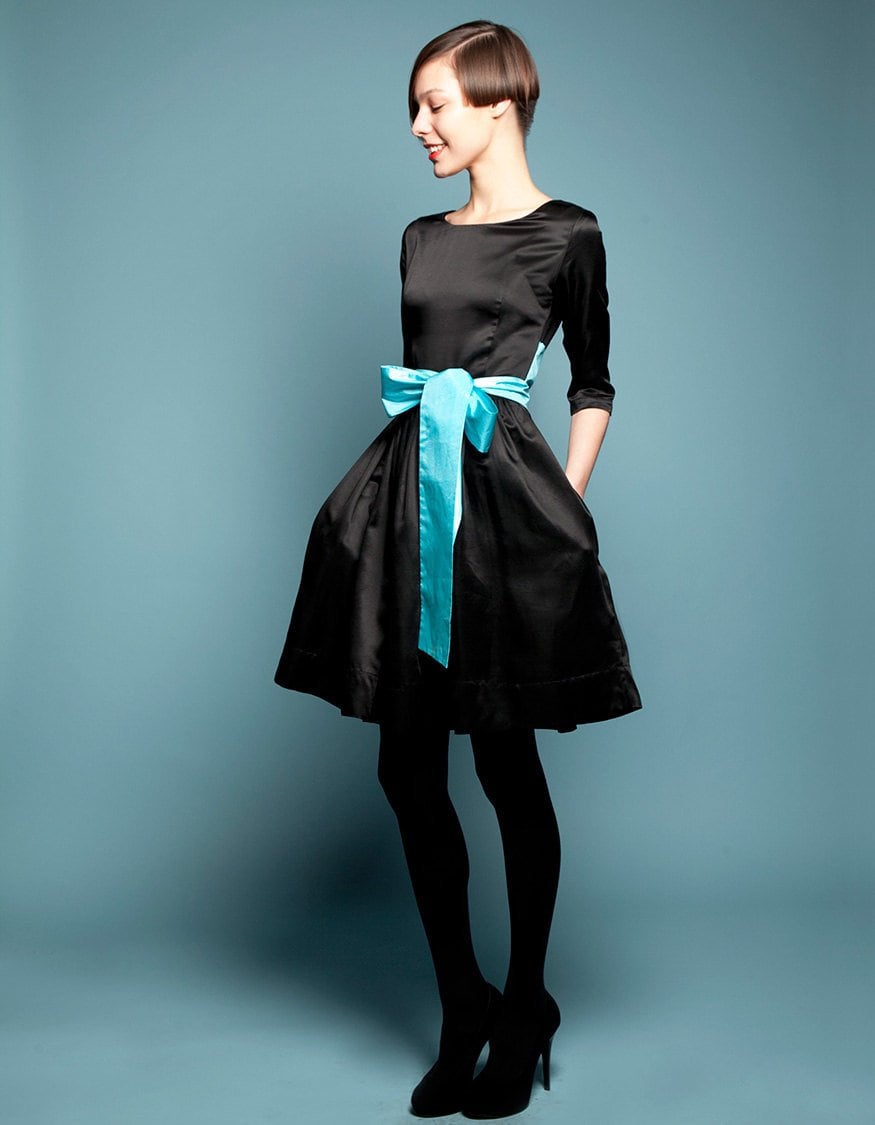 Midi Dress, Flare Audrey Hepburn Little Black Cocktail 1950's Vintage Style
