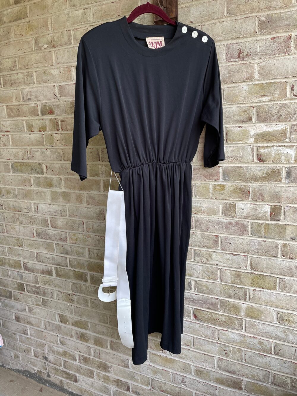Plus Size Vintage Dress Black White Wide Belt Minimalistic Minimalism Boho Bohemian Hippie 1980 80S 14 16 18 Xl Xxl 1X 2X