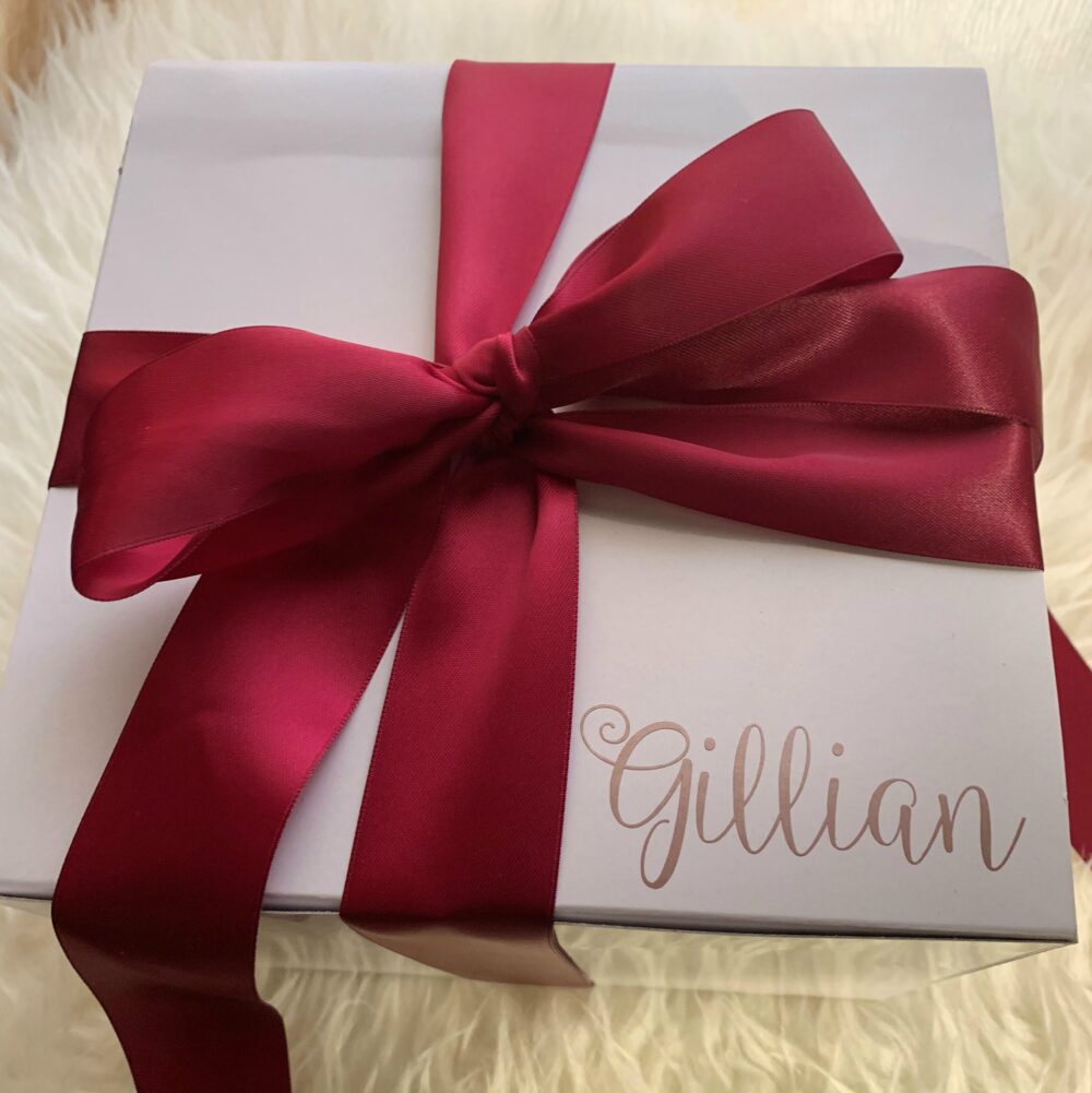 Empty Personalized Bridesmaid Proposal Box With Ribbon - 8x8x3.5 White Bridal Shower Gift