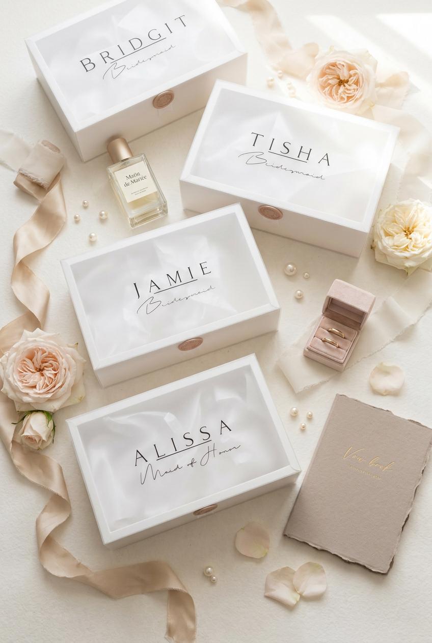Personalized Bridesmaid Proposal Box, Frosted Gift Box With Wax Seal, Custom Boxes For Bridal Party Gifts