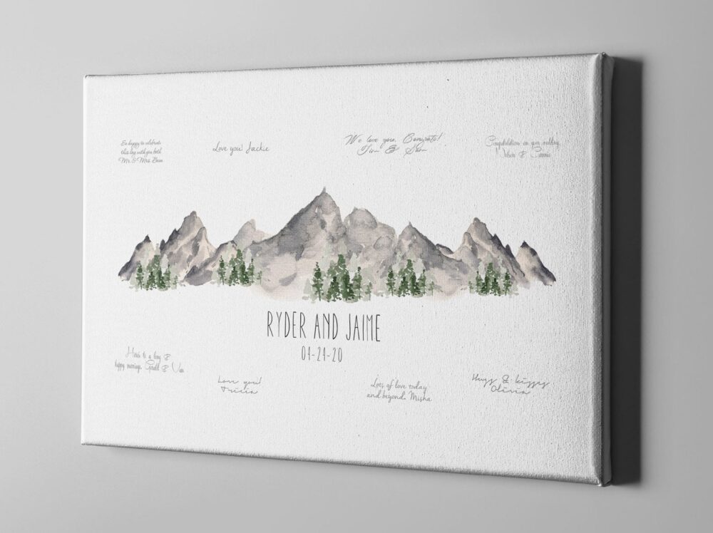 Custom Canvas Guest Book, Woodland Wedding Guestbook, Mountain Anniversary National Park Signature Guestbook - Gb194