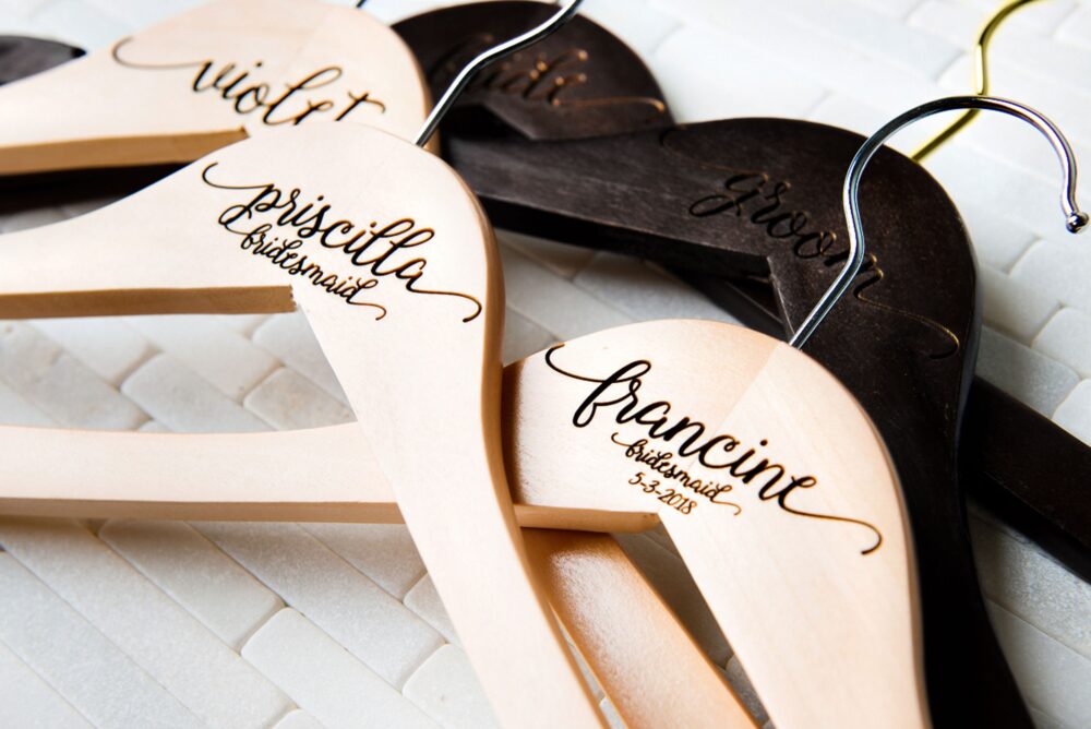 Personalized Wedding Dress Hangers Calligraphy Bride Bridesmaid Groomsman Gift For Couple Matron Maid Of Honor Engraved - Black Friday Sale