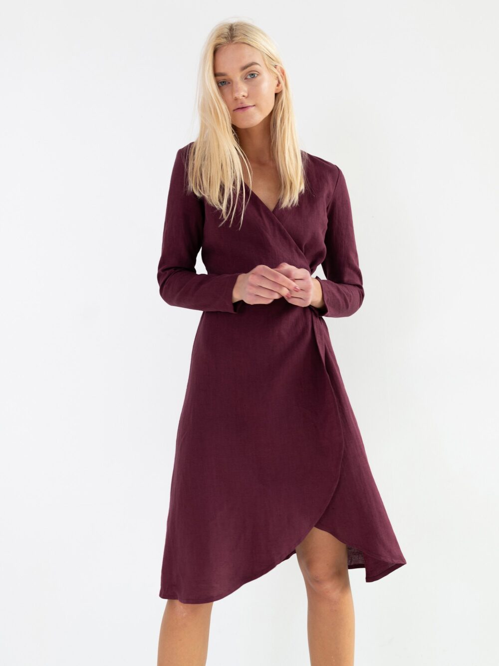 Claudia Linen Wrap Dress/Long Sleeve