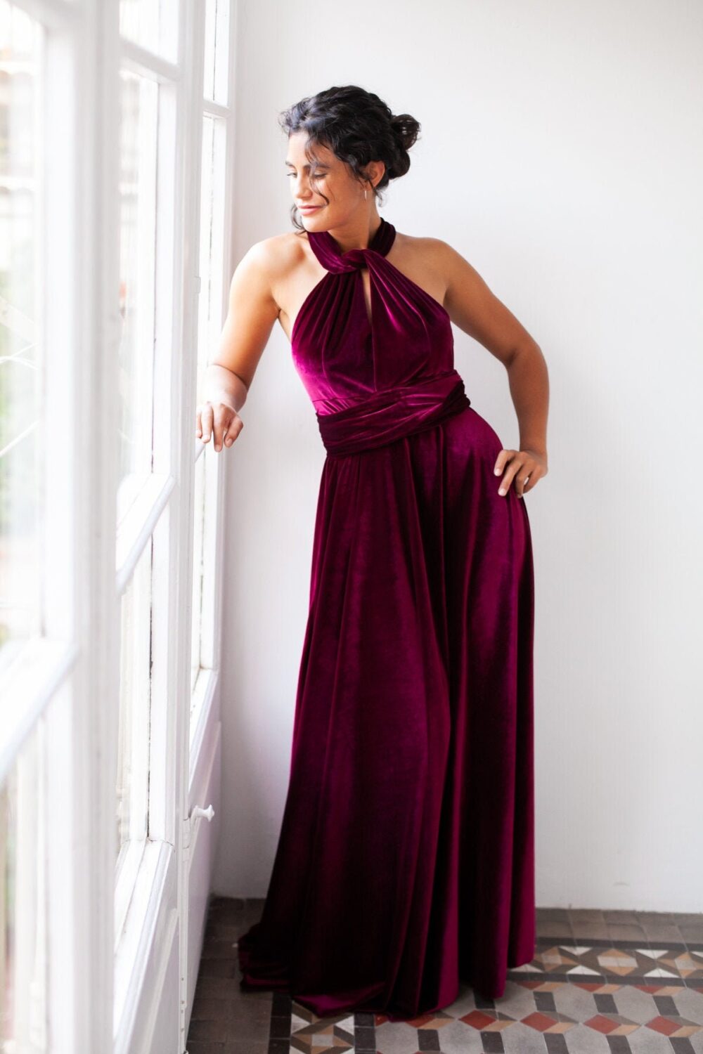 Velvet Infinity Dress, Velvet Bridesmaid Long Dress Wrap Dress Free Shipping