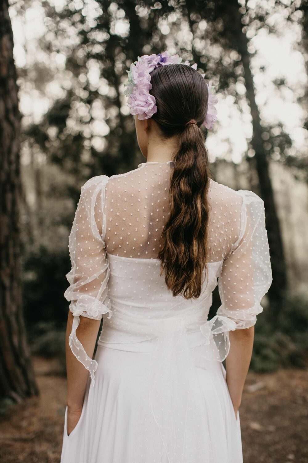 Polka Dot Organza Wedding Jacket Detachable Bridal Wrap Top