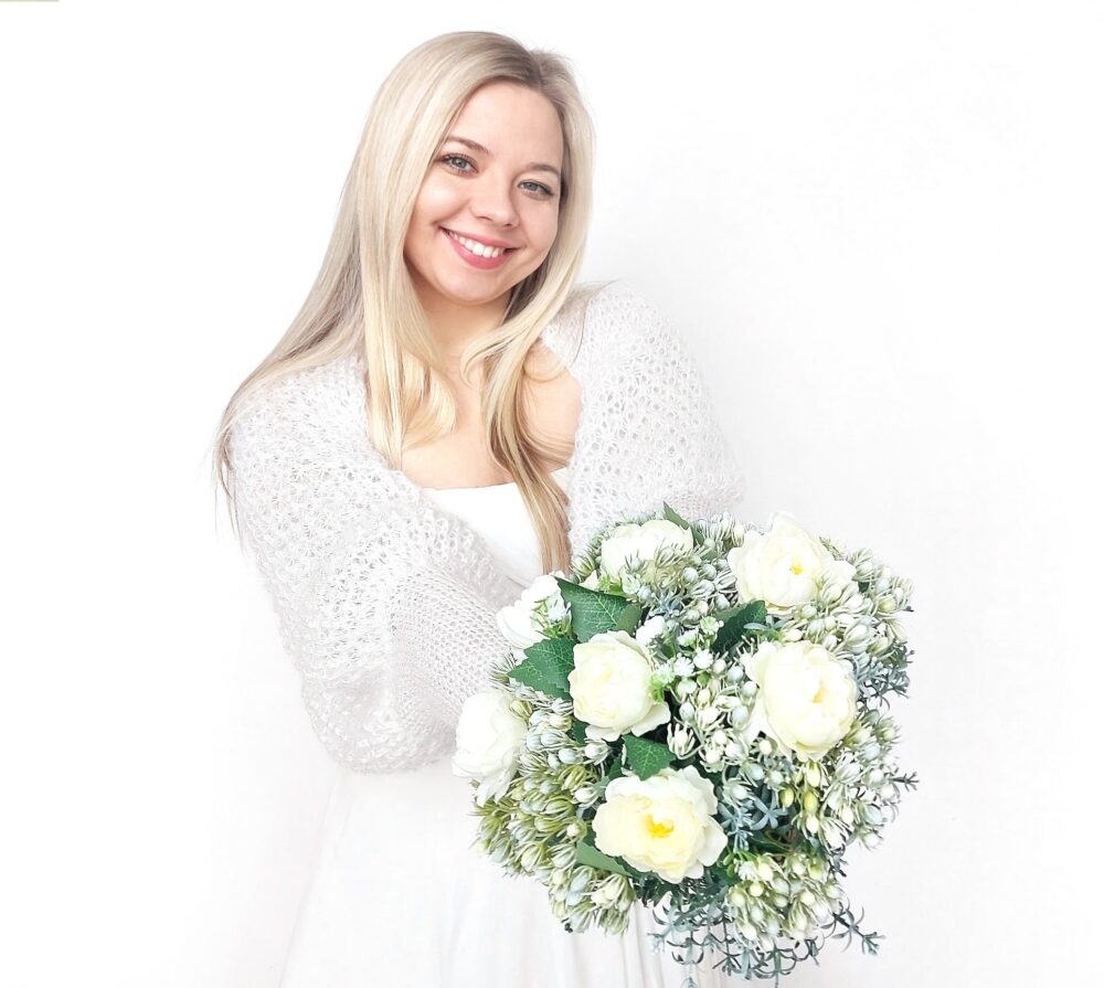 Knitted Mohair Bridal Shrug Knit Wedding Jacket, Bridesmaid Bolero