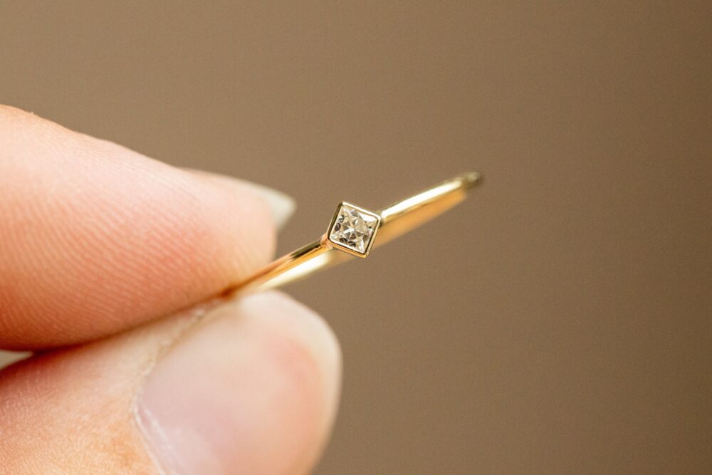 14K Gold Princess Cut Diamond Ring, Solitaire Engagement Ring