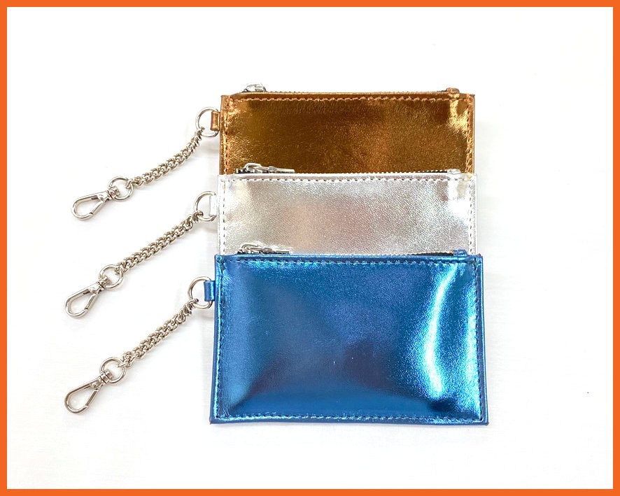 Metallic Leather Keychain Pouch, Wedding Bridesmaid Gift