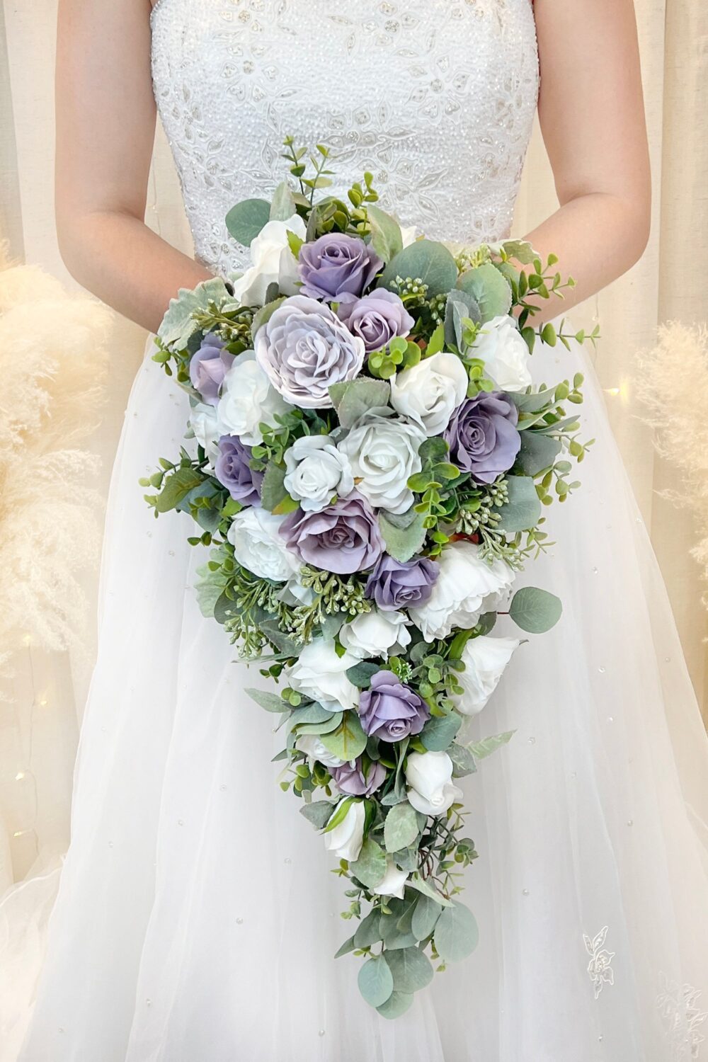 Lilac & Dusty Plum Cascade Wedding Bouquet | Cascading Bridal Package