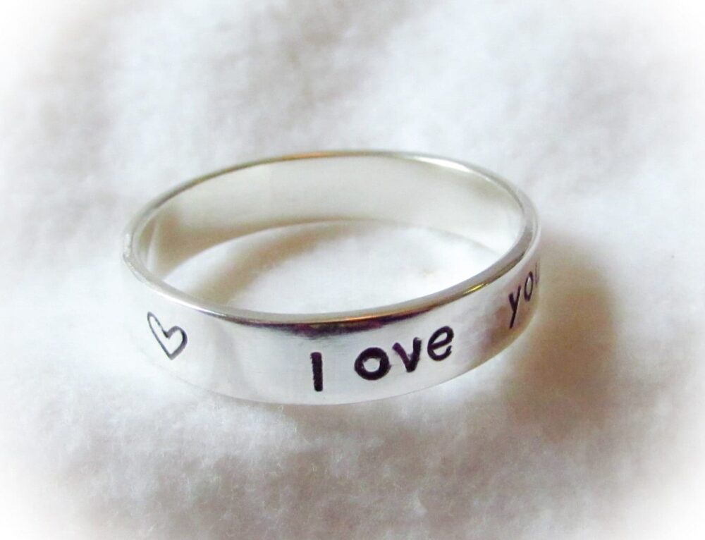 Single Side 5mm Wide Stamped, Dad Ring, Gift For Her, Valentines Gift, Mom Ring, Stack Ring, Personalized Band, Mens Ring, Anniversary Ring