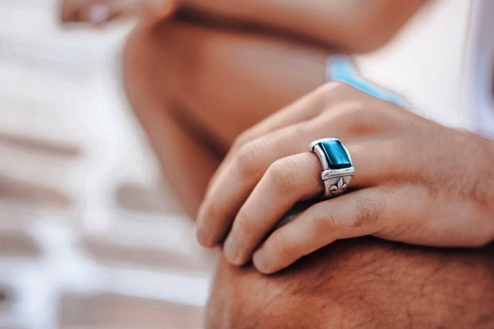Mens Onyx Ring, Black Stone Fathers Day, Silver Gift, Biker Husband Gemstone Ring