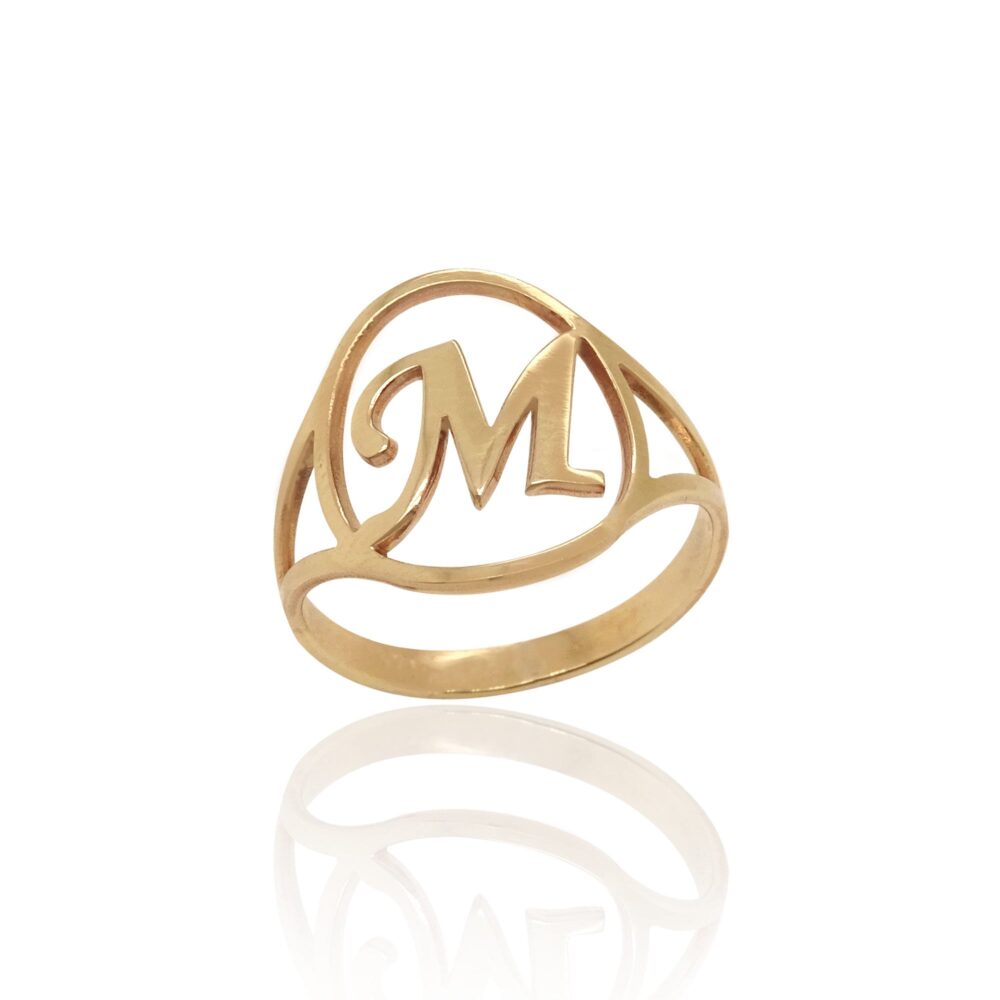 Personalized Solid Gold Monogram Ring | Custom Initial Jewelry Gift