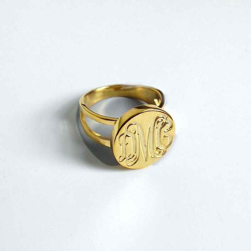 3 Initial Monogram Ring Personalized Name Silver Monogram Ring Nameplate Engraved Monogrammed Custom Jewelry Best Gift