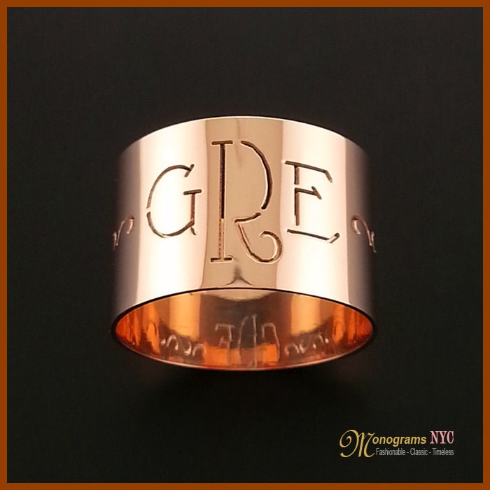 14Kt. Rose Gold Three Initial Monogram Ring "100% Satisfaction Guarantee Or Money Back"