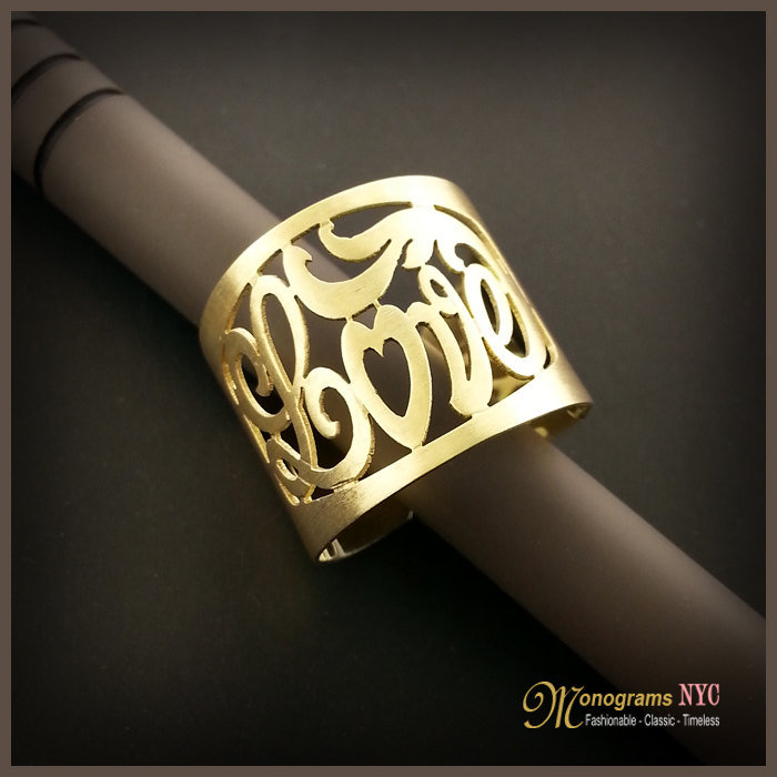 Love Ring, Monogram Ring, Cuff Ring, Name Ring, Custom Name Ring, Initials Ring, Personalized Ring, Gold Monogram Ring