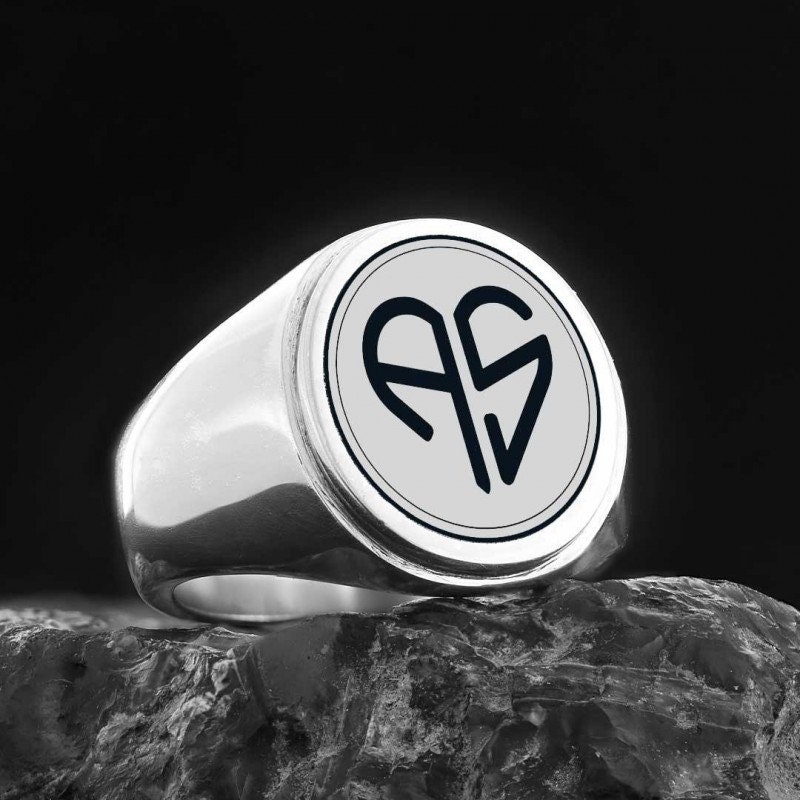 925 Sterling Silver Monogram Ring, Personalized Initial Letter Customized Ring
