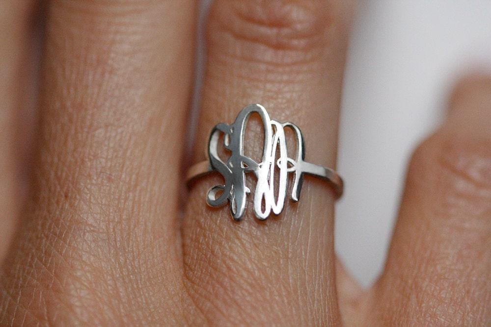 Personalized Monogram Ring Sterling Silver, Gold Vermeil, Initials