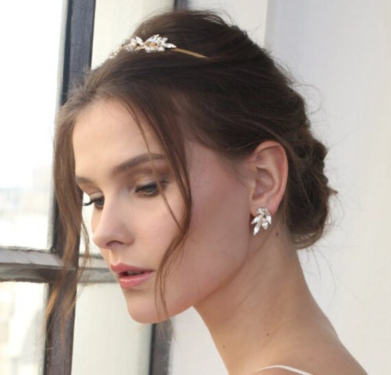 Swarovski Bridal Cluster Earrings, Silver Wedding Jewelry