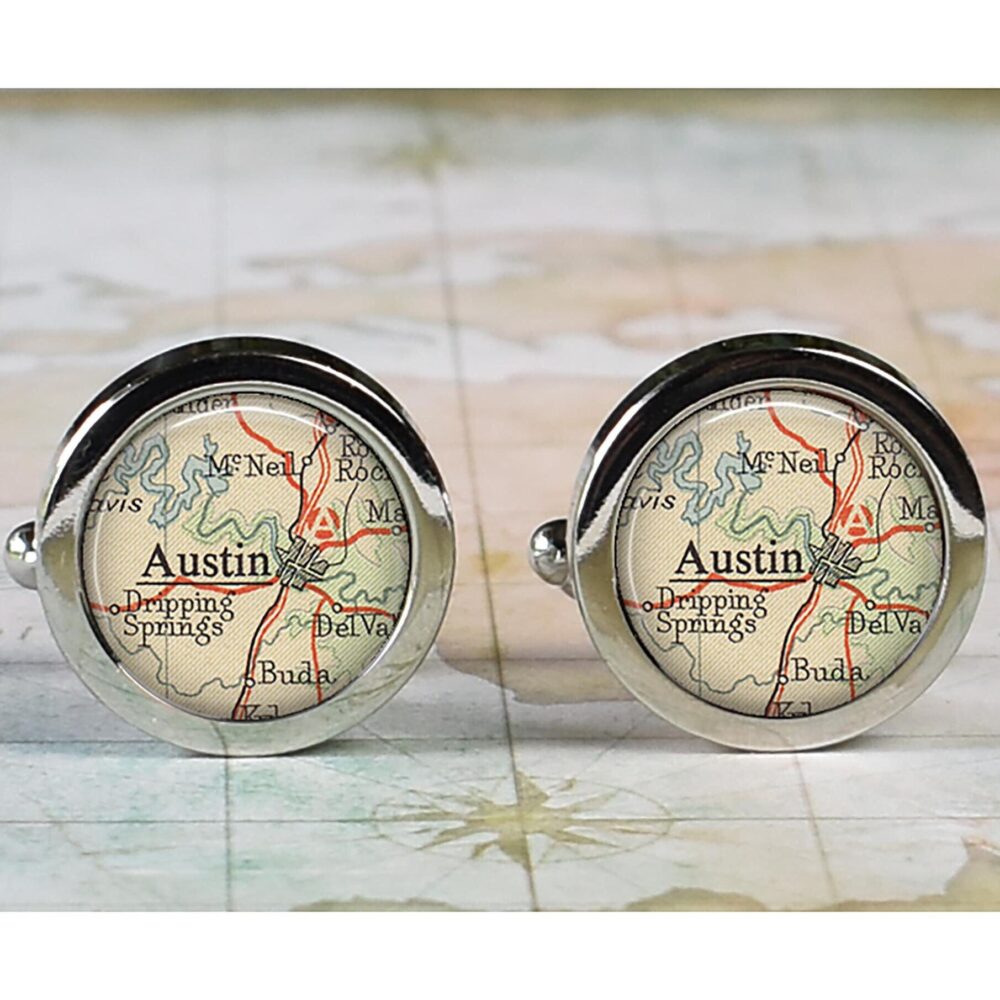 Austin Cufflinks, Texas Map Cufflinks Wedding Gift Anniversary For Groom Groomsmen Best Man Father's Day
