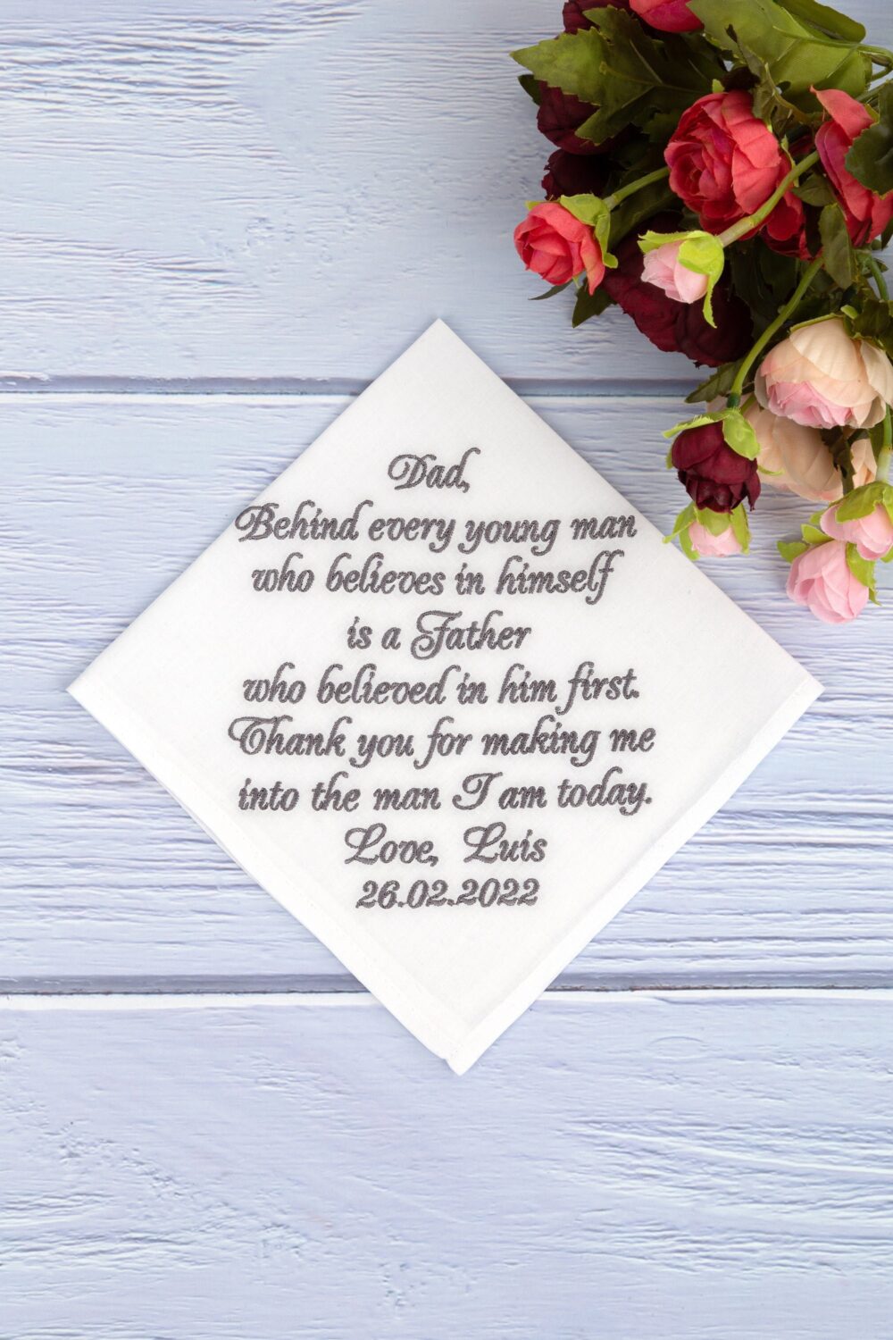 Father Of The Groom Gift, Dad Wedding Handkerchief From Son, Parent Hankerchief