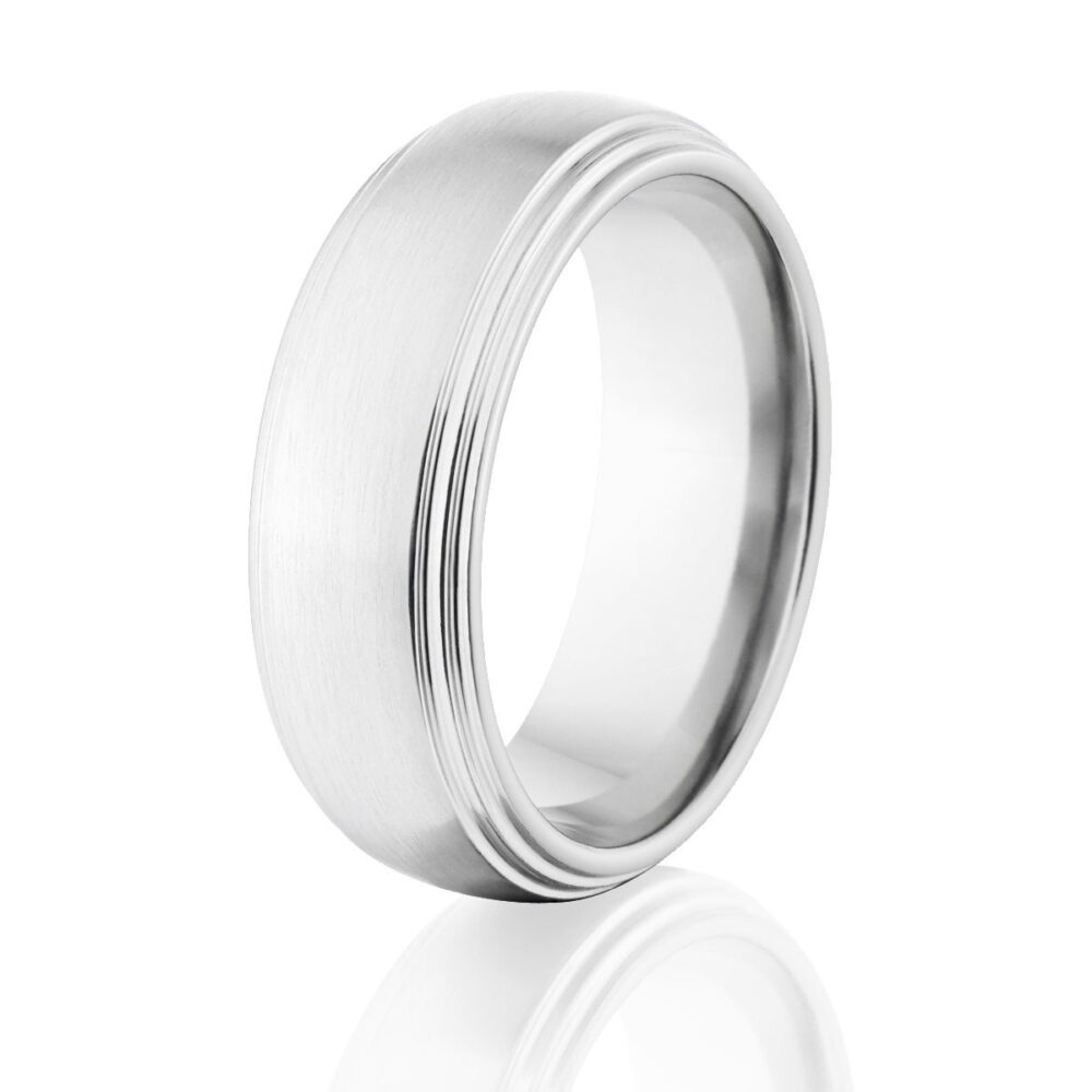 Cobalt Chrome Men's Wedding Band, 8mm Brushed Matte Finish Comfort Fit Ring, USA Made
