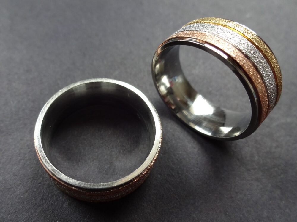 Stainless Steel Ring With Tricolor Metal Bands, Triple Band Ring, Budget Silver Unisex