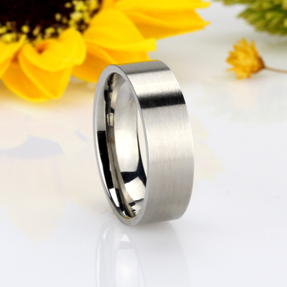 Custom Engraving Men Women Fashion 8mm Comfort Fit Stainless Steel Ring Band Satin Finish Classic Flat Ring(Dctrss308B