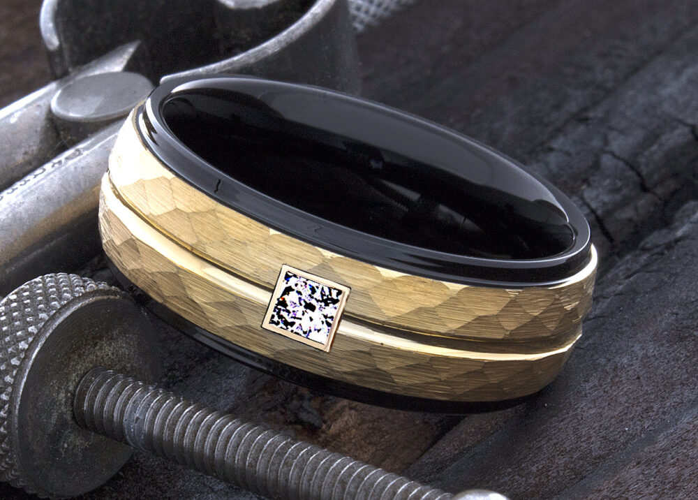 Diamond Wedding Band - Tungsten Ring Mens Birthstone Fathers Day Gift