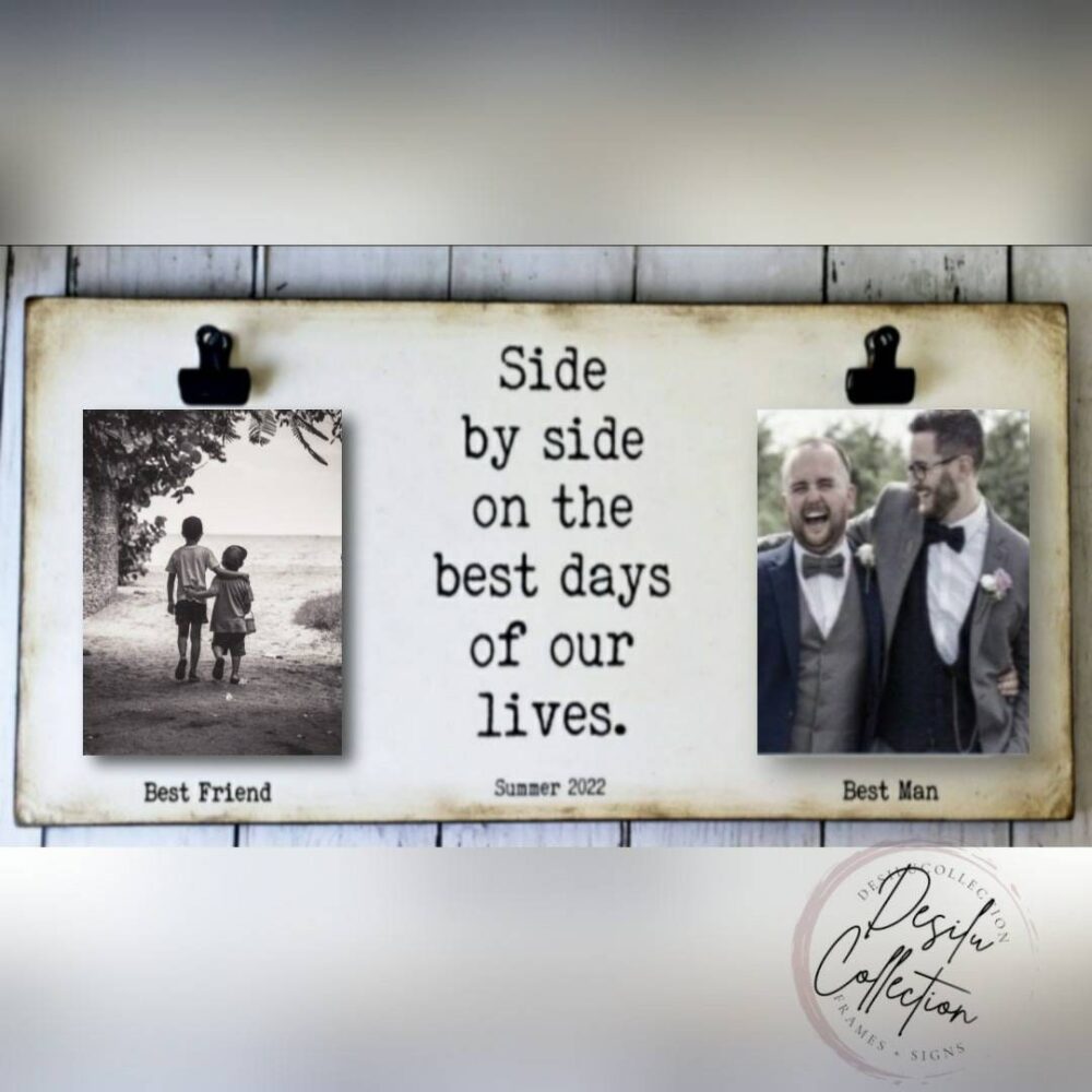 Personalized Best Man Photo Frame, Custom Wedding Gift, Rustic Wood Sign