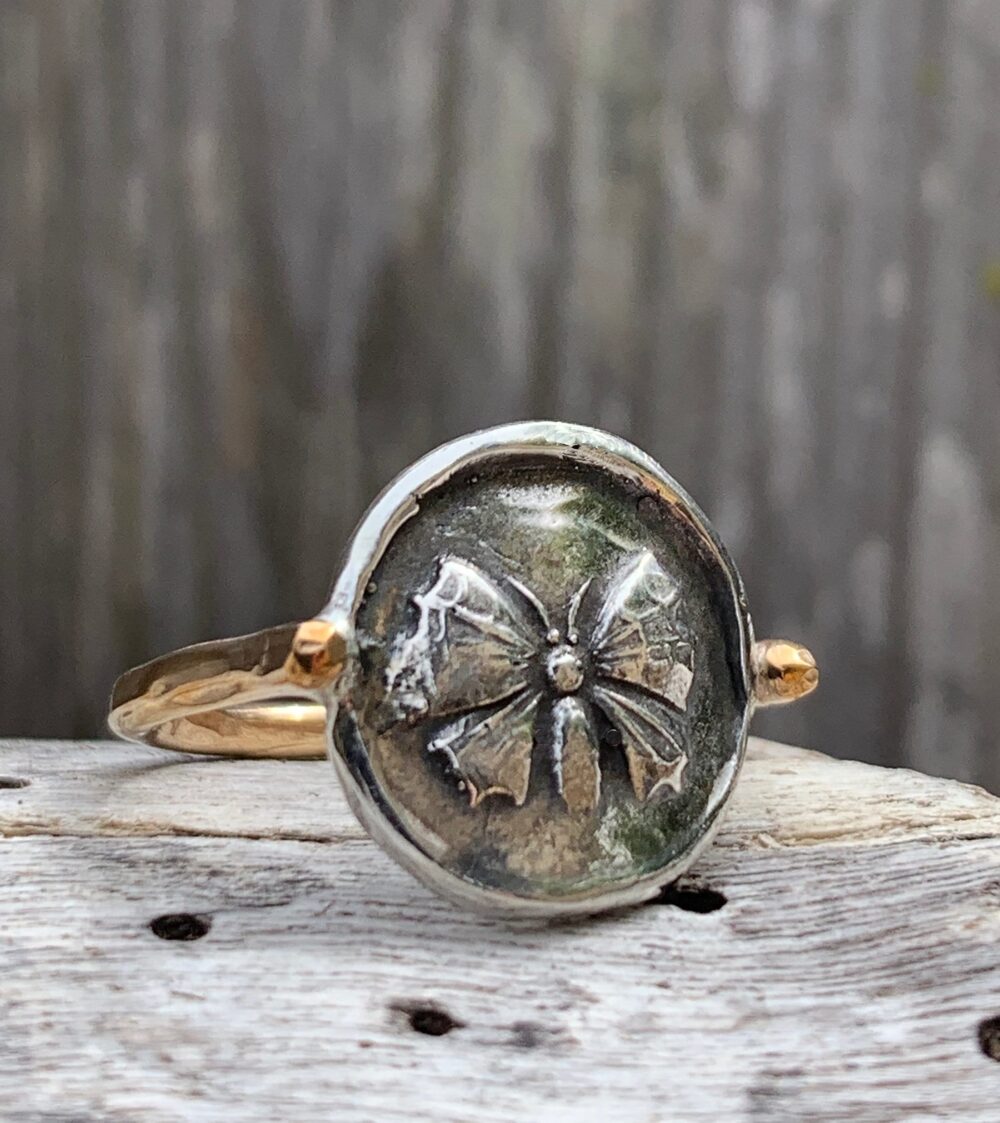 Silver Butterfly Ring With 14K Gold Filled Band