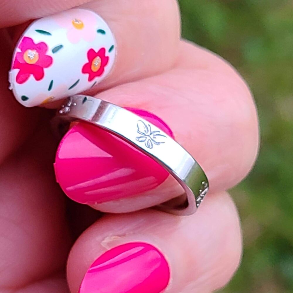 Butterfly Hand Stamped Stainless Steel Stacking Ring