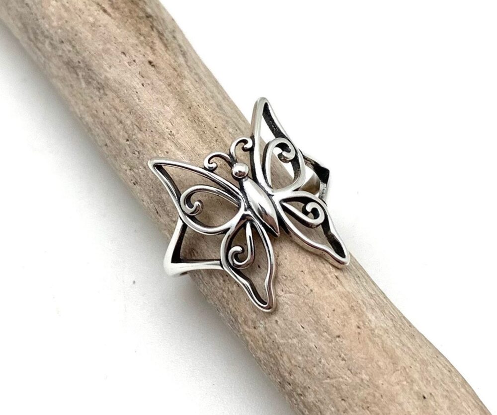 Butterfly Silver Ring 4-10/Wrap Open Wings 925