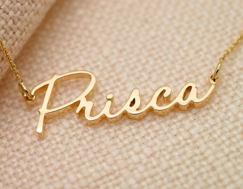 14K Gold Personalized Signature Necklace With Handwriting Custom Name Mothers Day Gift For Wife Mom